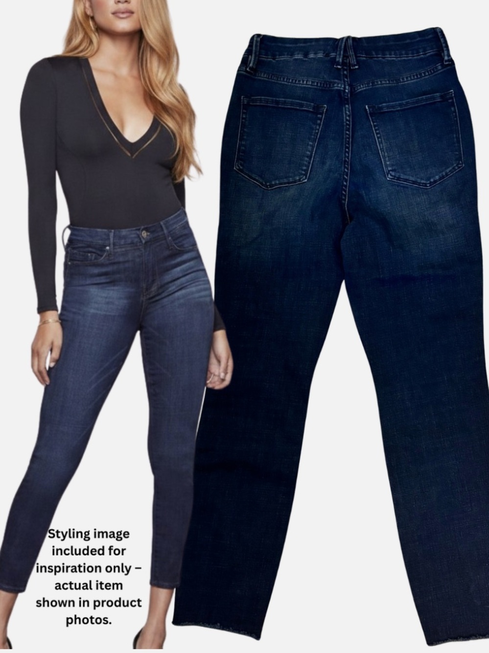 Good American Good Waist Skinny Cropped Jeans High Rise Stretch 8/29 Great Fit!